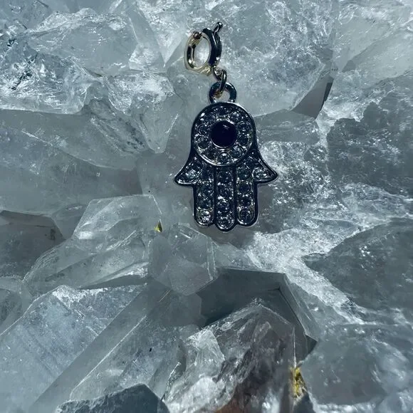 Hamsa Charm perfect for a zipper pull Sparkly in Silver or Goldtone - Picture 2 of 2